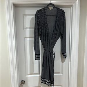 Black and White Patterned Wrap Dress